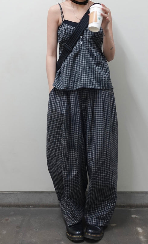 チェックボリュームラフパンツ